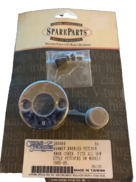 260404 Chrome Specialties Jammer Knurled Petcock Knob Cover Kit Harley Models 1985-1995