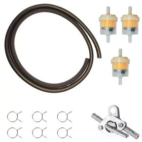 Gonfren Gf-ymxbk-3 Gas Fuel Hose Filter Clamps With Inline Shut Off Valve Petcock Petrol Sw