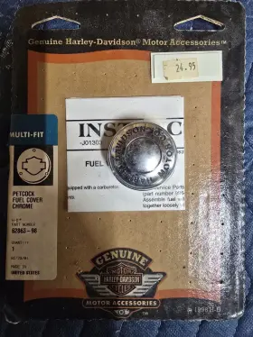Harley-davidson 62863-98 Genuine Nos Fuel Gas Petcock Cover Chrome Oem #