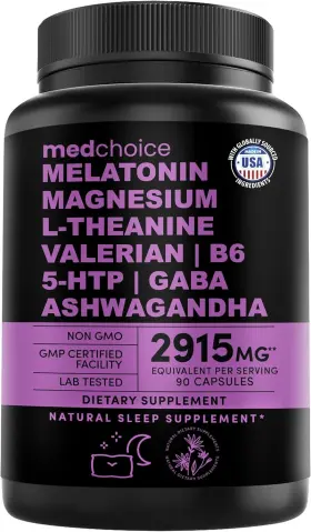 Medchoice 810000405176 12-in-1 Melatonin Sleep Capsules - Natural Aids 90 Count Pack Of 1