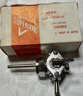 62164-76 Superior 62169-76 Nos Left Fuel Petcock Harley Panhead Shovelhead 62169-81 Chrom