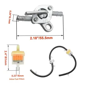 C-040 Tnisesm Gas Fuel Line Hose With Filters Inline Shut Off Valve Petcock Se #2