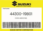 Suzuki Genuine Cock Assy,fuel 44300-19B01. Fixed Price $75.82.